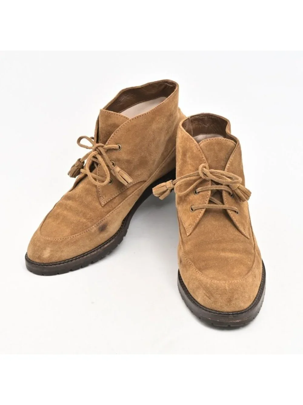 Chanel Short Boots Brown Lace-up CC Logo Tassel